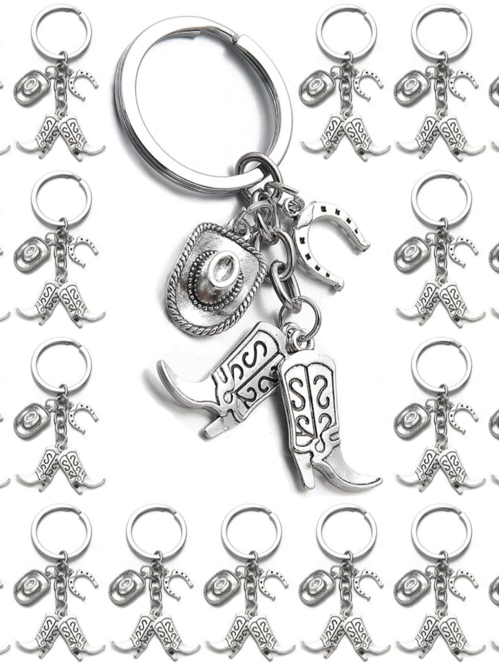 20PCS Hat Boot Horseshoe Keychain Western Cowgirl Keyring Equestrian Keychain Ho